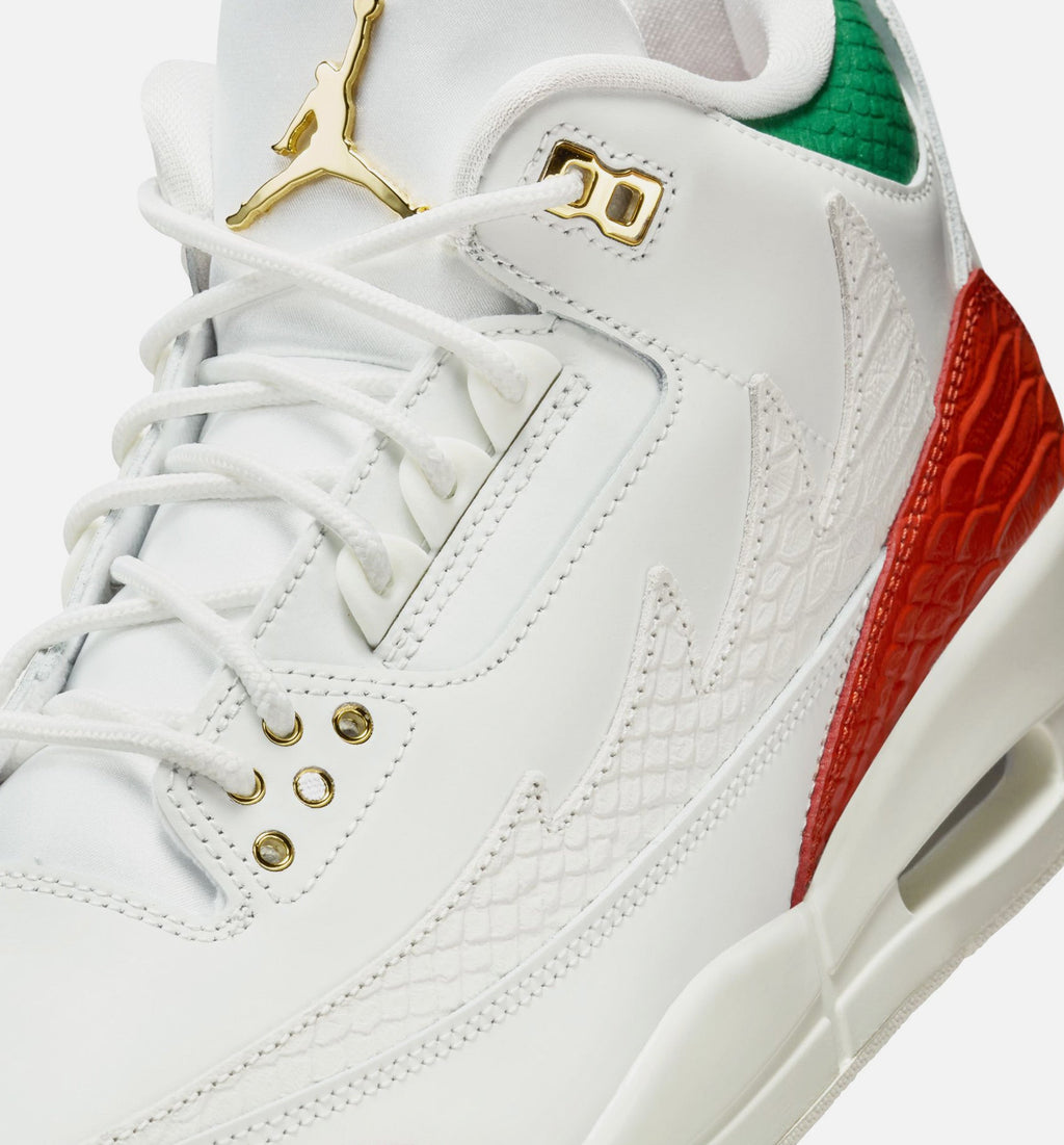 Air Jordan 3 Retro "El Vuelo" Men's Lifestyle Shoes – Summit White/Pine Green/Dragon Red/Metallic Gold