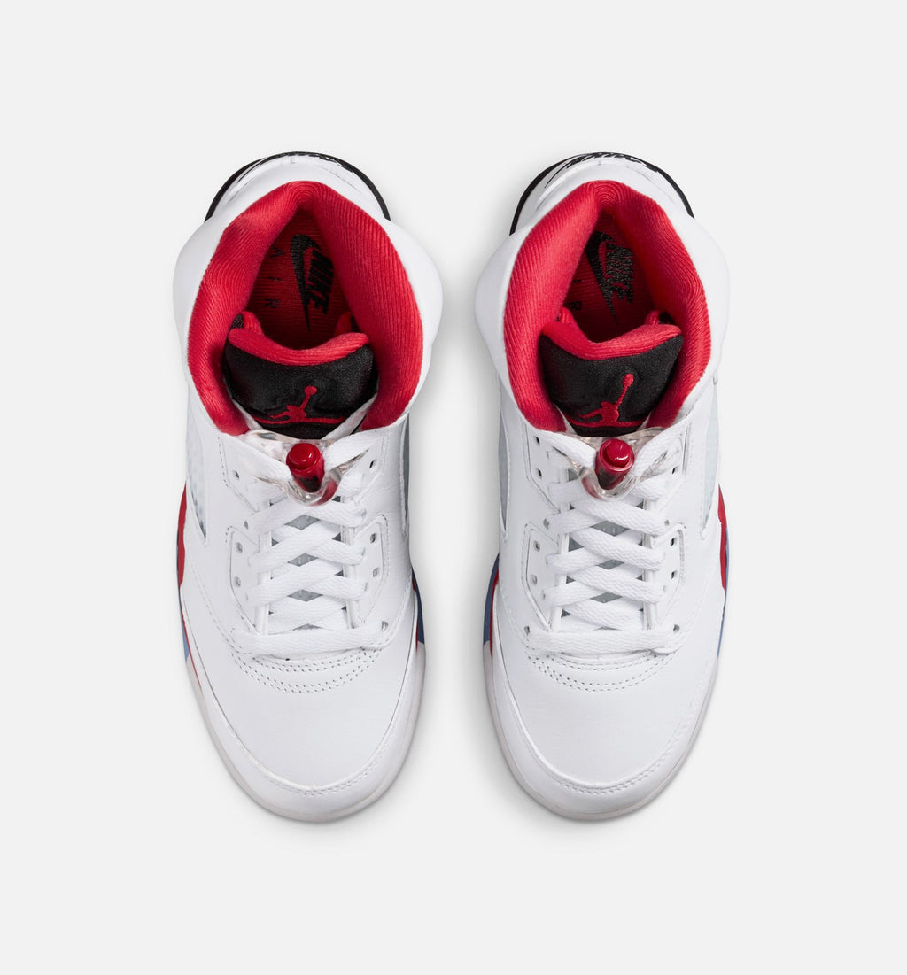 Air Jordan 5 Retro "Fire Red" Grade School Lifestyle Shoes – White/Fire Red/Black