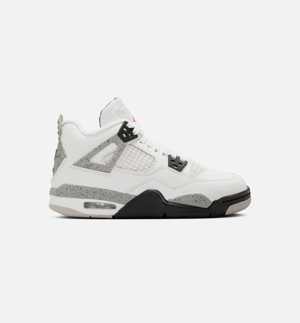 Air Jordan 4 Retro "White Cement" Grade School Lifestyle Shoes – Summit White/Fire Red/Cement Grey/Black