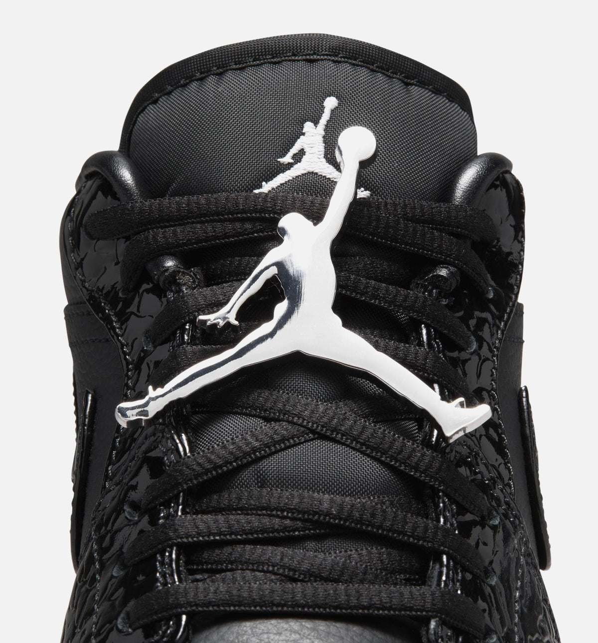 Air Jordan 1 Low Patent Elephant Women's Lifestyle Shoes – Black/White/Metallic Silver