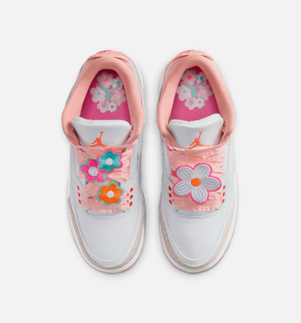 Air Jordan 3 Retro "Spring Flowers" Grade School Lifestyle Shoes – Pearl Pink/Pink Bloom/Pink Glow/Hyper Orange