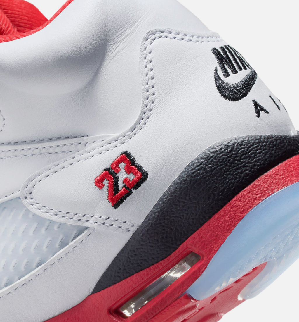 Air Jordan 5 Retro "Fire Red" Grade School Lifestyle Shoes – White/Fire Red/Black