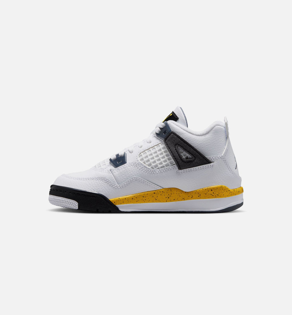 Air Jordan 4 Retro "Rare Air" Tour Yellow Preschool Lifestyle Shoes – White/Dark Blue Grey/Black/Tour Yellow