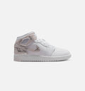 Air Jordan 1 Mid SE "Field Silver" Grade School Lifestyle Shoes – White/Field Silver