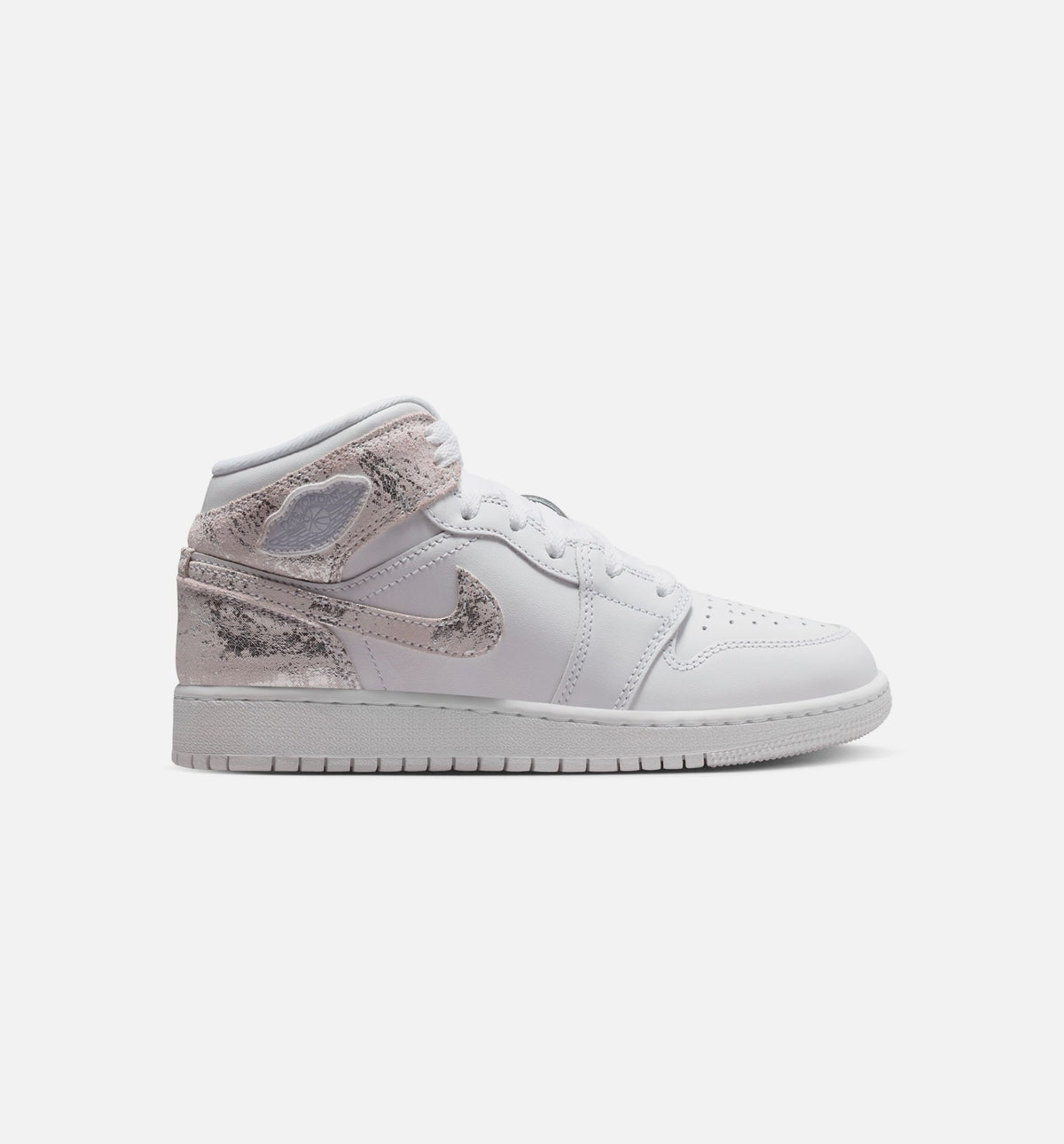 Air Jordan 1 Mid SE "Field Silver" Grade School Lifestyle Shoes – White/Field Silver