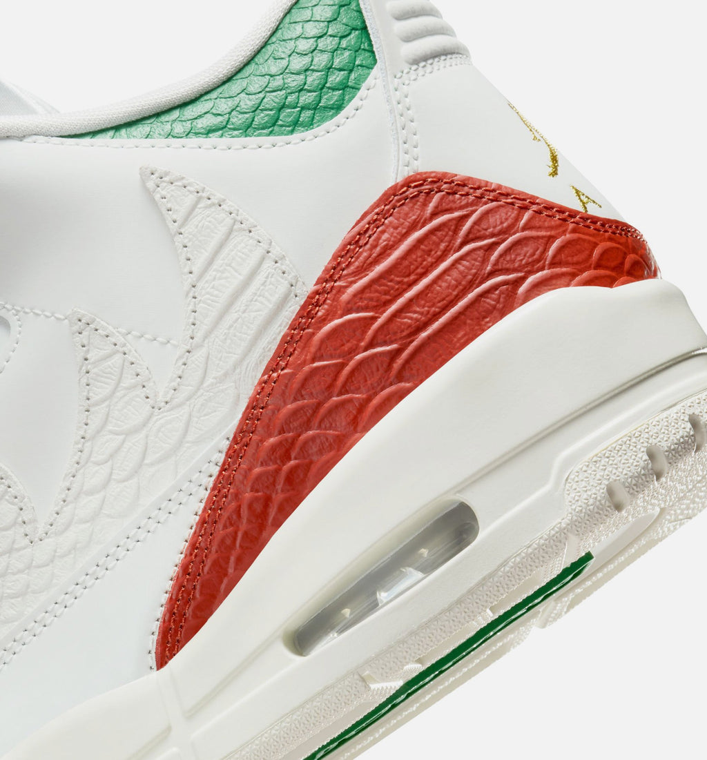 Air Jordan 3 Retro "El Vuelo" Men's Lifestyle Shoes – Summit White/Pine Green/Dragon Red/Metallic Gold