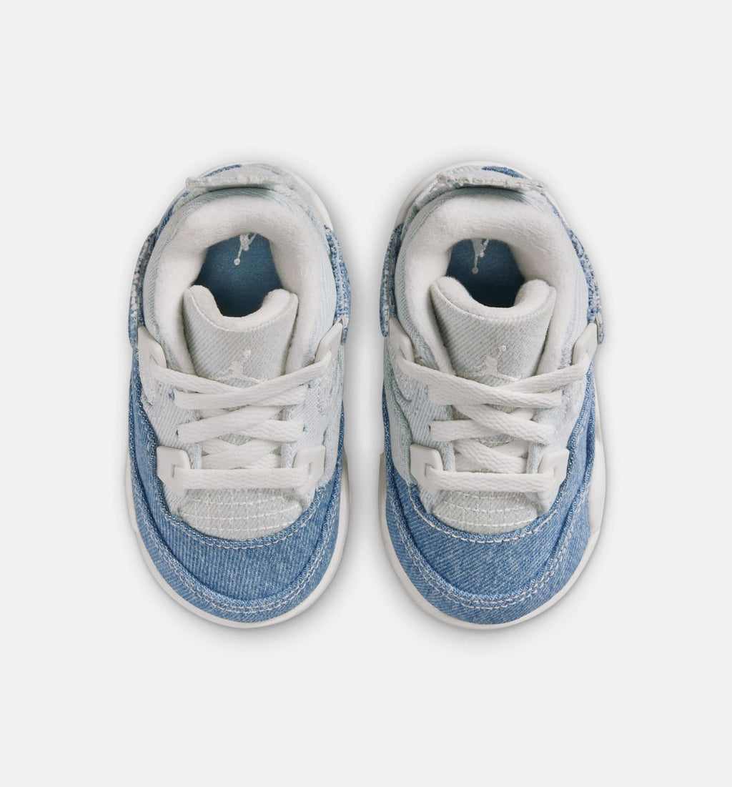 Air Jordan 4 Retro "Worn Blue" Infant/Toddler Lifestyle Shoes – Sail/Worn Blue/Metallic Gold