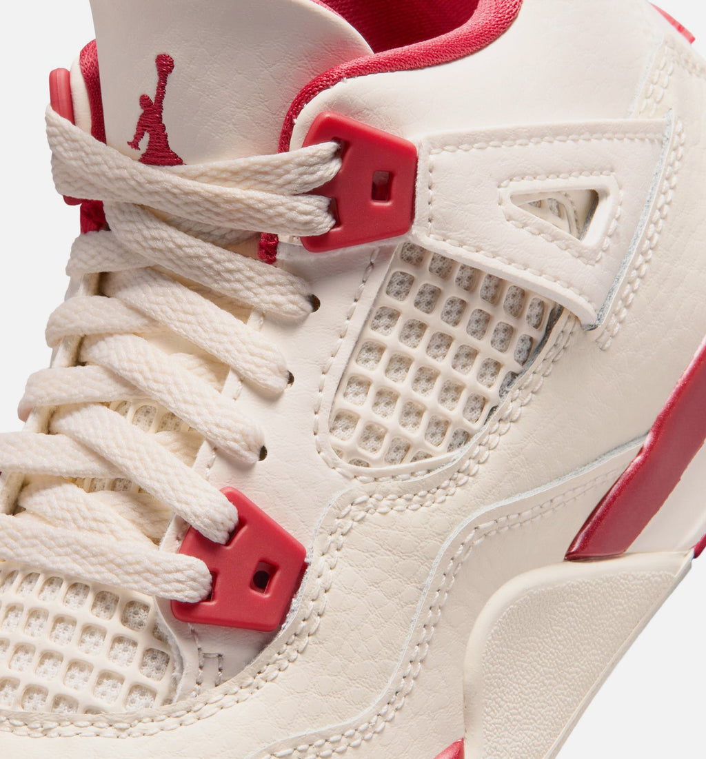 Air Jordan 4 Retro "Valentine's Day" Preschool Lifestyle Shoes – Pale Ivory/Sierra Red/Tough Red