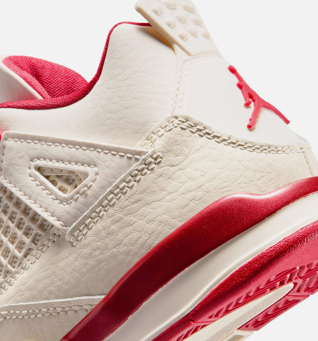 Air Jordan 4 Retro "Valentine's Day" Preschool Lifestyle Shoes – Pale Ivory/Sierra Red/Tough Red