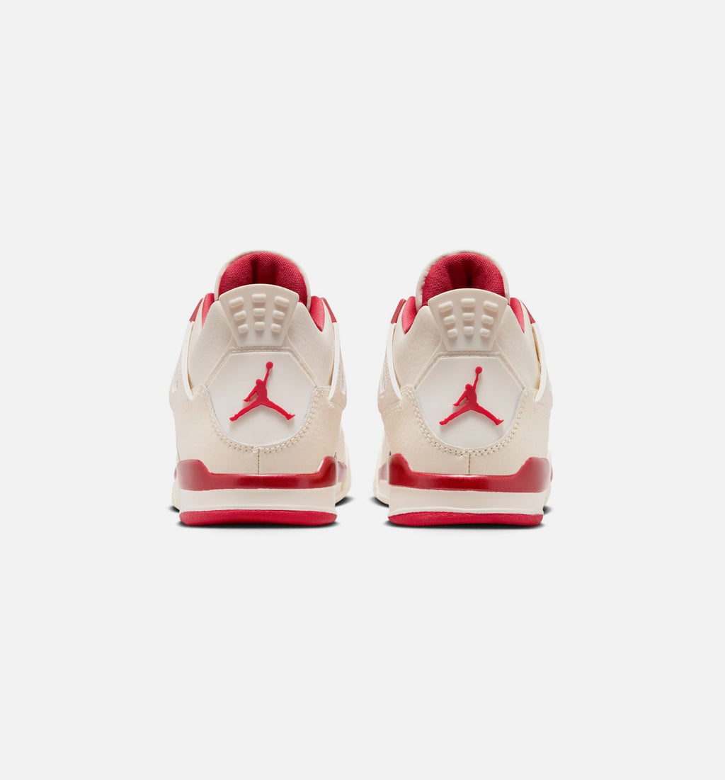 Air Jordan 4 Retro "Valentine's Day" Preschool Lifestyle Shoes – Pale Ivory/Sierra Red/Tough Red