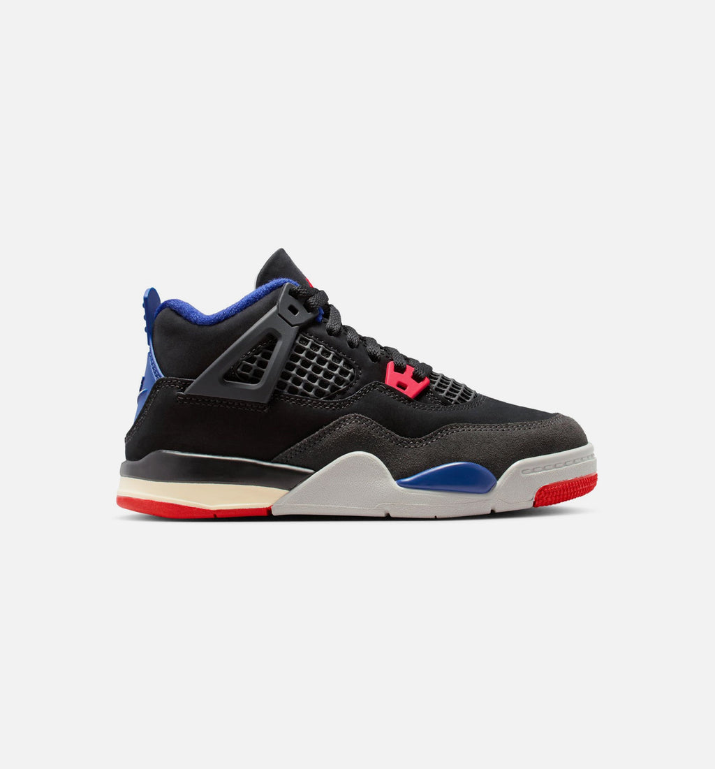 Air Jordan 4 Retro "Rare Air" Preschool Lifestyle Shoes – Black/Fire Red/Deep Royal Blue