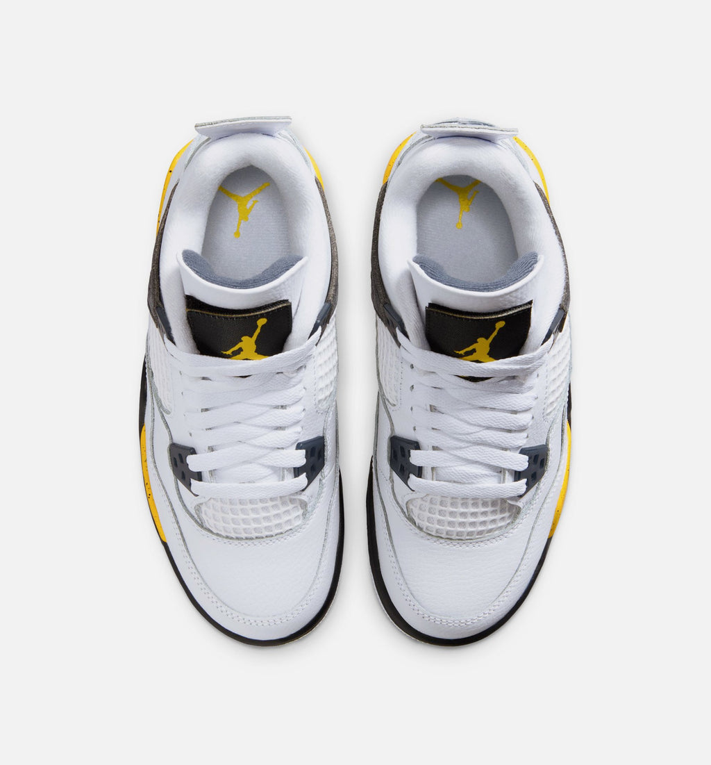 Air Jordan 4 Retro "Rare Air" Tour Yellow Grade School Lifestyle Shoes – White/Dark Blue Grey/Black/Tour Yellow
