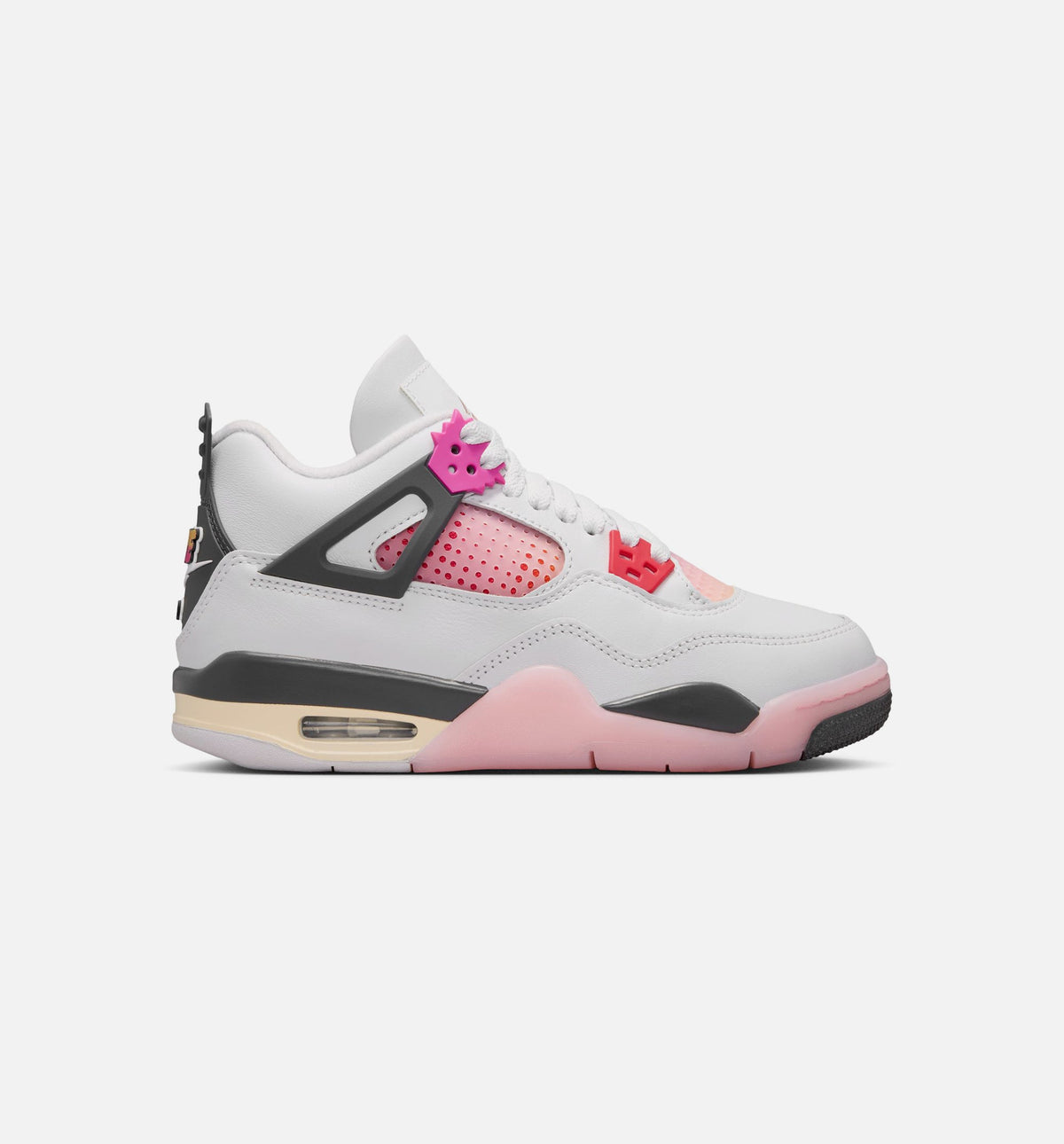 Air Jordan 4 Retro "Comic" Grade School Lifestyle Shoes – Off White/Fire Pink/Anthracite