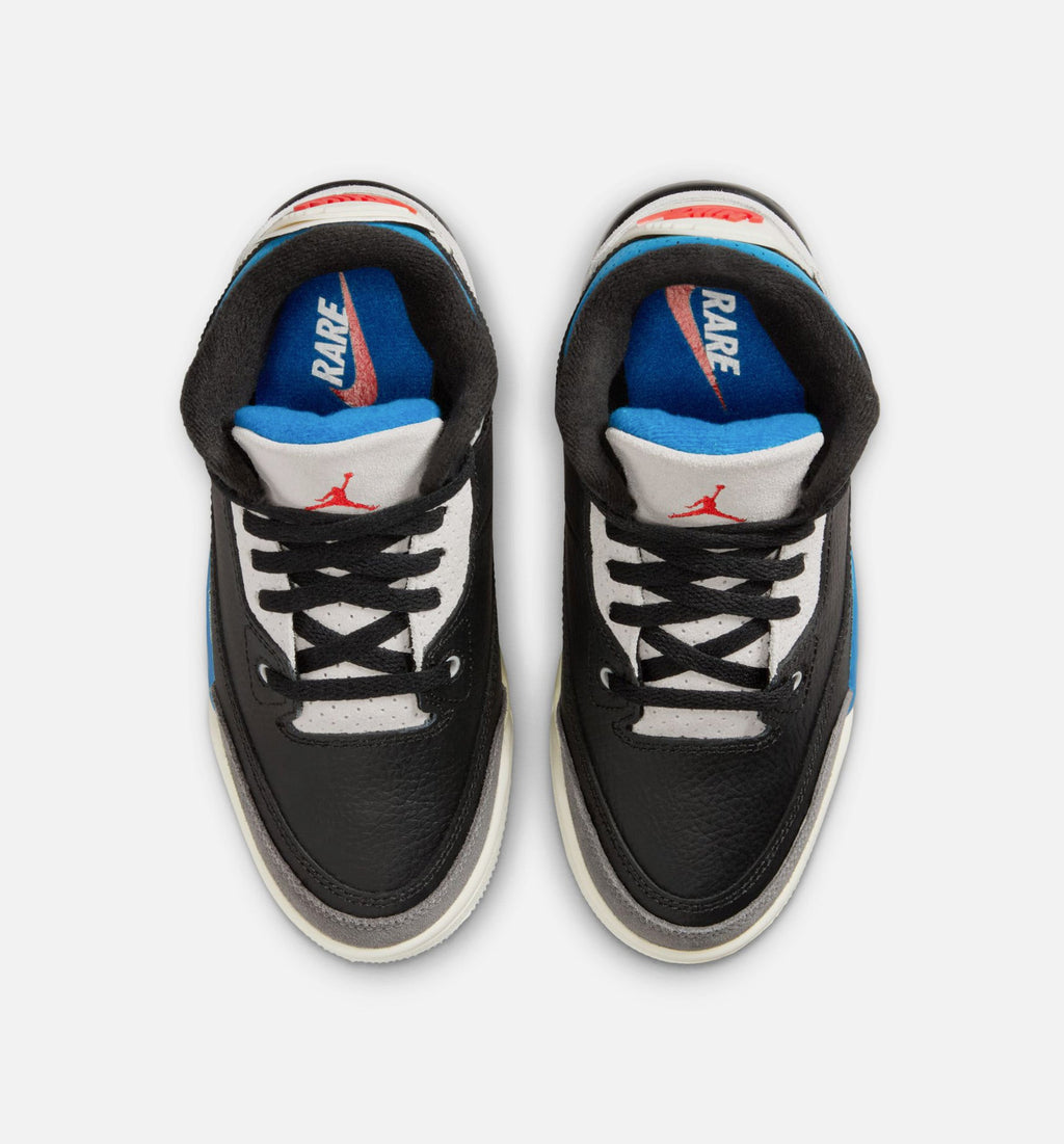 Air Jordan 3 Retro OG "Rare Air" Preschool Lifestyle Shoes – Black/Chile Red/Neutral Grey