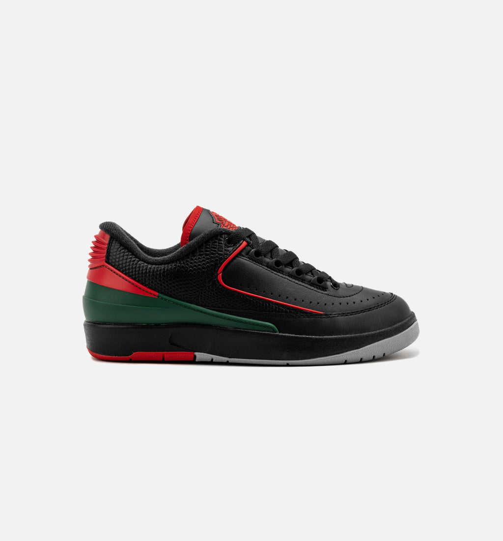 Air Jordan 2 Retro Low "Christmas" Grade School Lifestyle Shoes – Black/Fire Red/Cement Grey