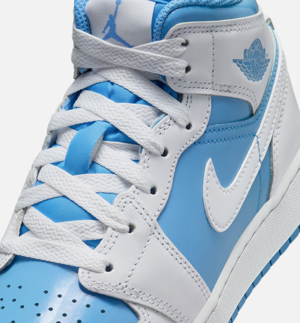 Air Jordan 1 Mid "Legend Blue" Grade School Lifestyle Shoes – White/Legend Blue