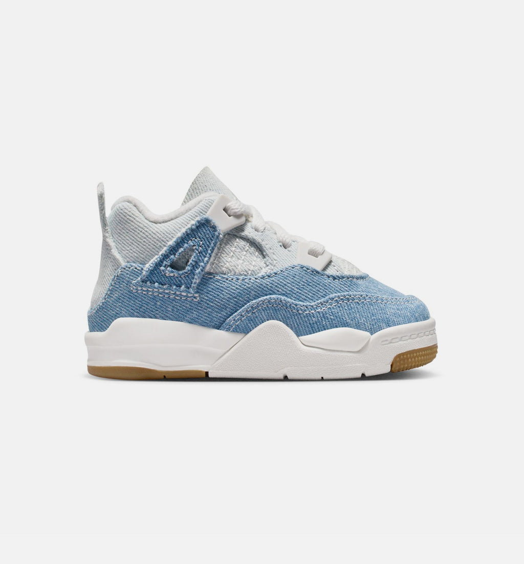 Air Jordan 4 Retro "Worn Blue" Infant/Toddler Lifestyle Shoes – Sail/Worn Blue/Metallic Gold