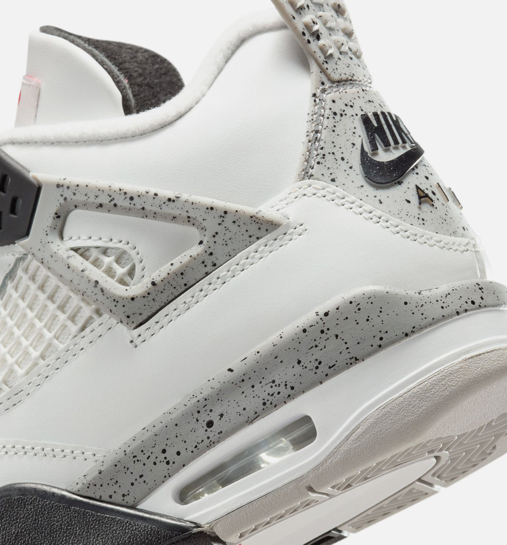 Air Jordan 4 Retro "White Cement" Grade School Lifestyle Shoes – Summit White/Fire Red/Cement Grey/Black
