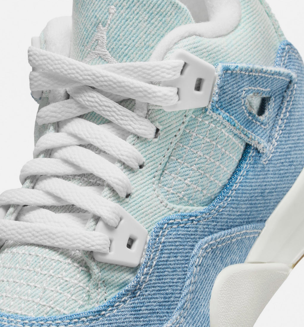 Air Jordan 4 Retro "Worn Blue" Preschool Lifestyle Shoes – Sail/Worn Blue/Metallic Gold