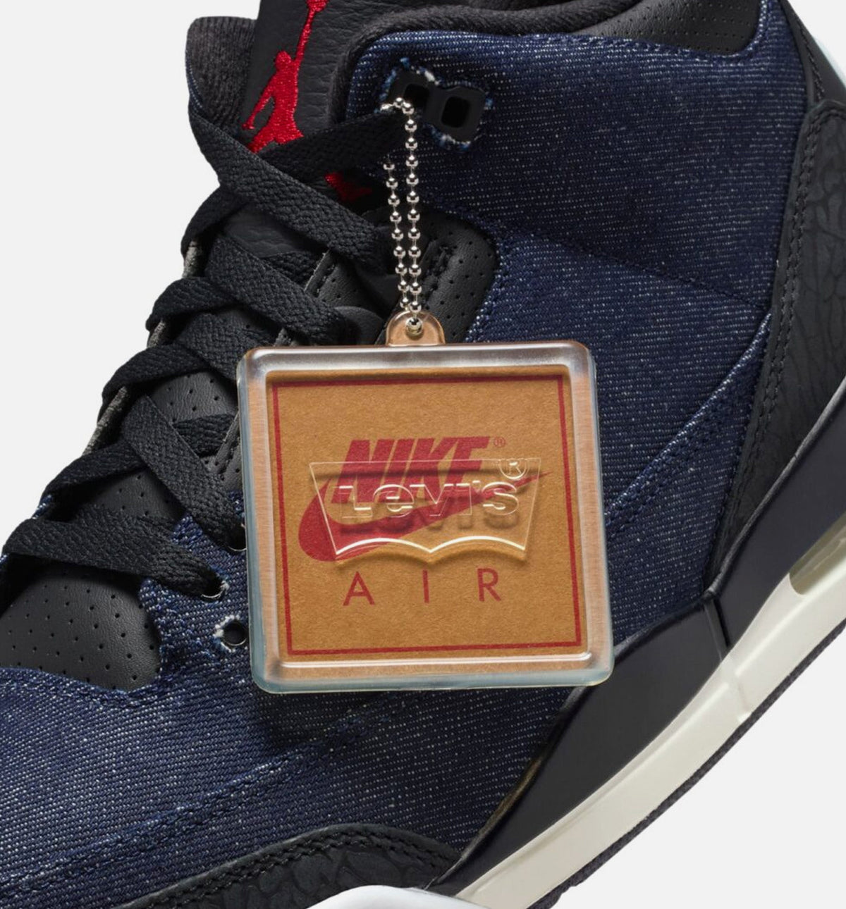 Air Jordan 3 x Levi's Indigo and Gym Red Men's Lifestyle Shoes – Denim/Black/Sail