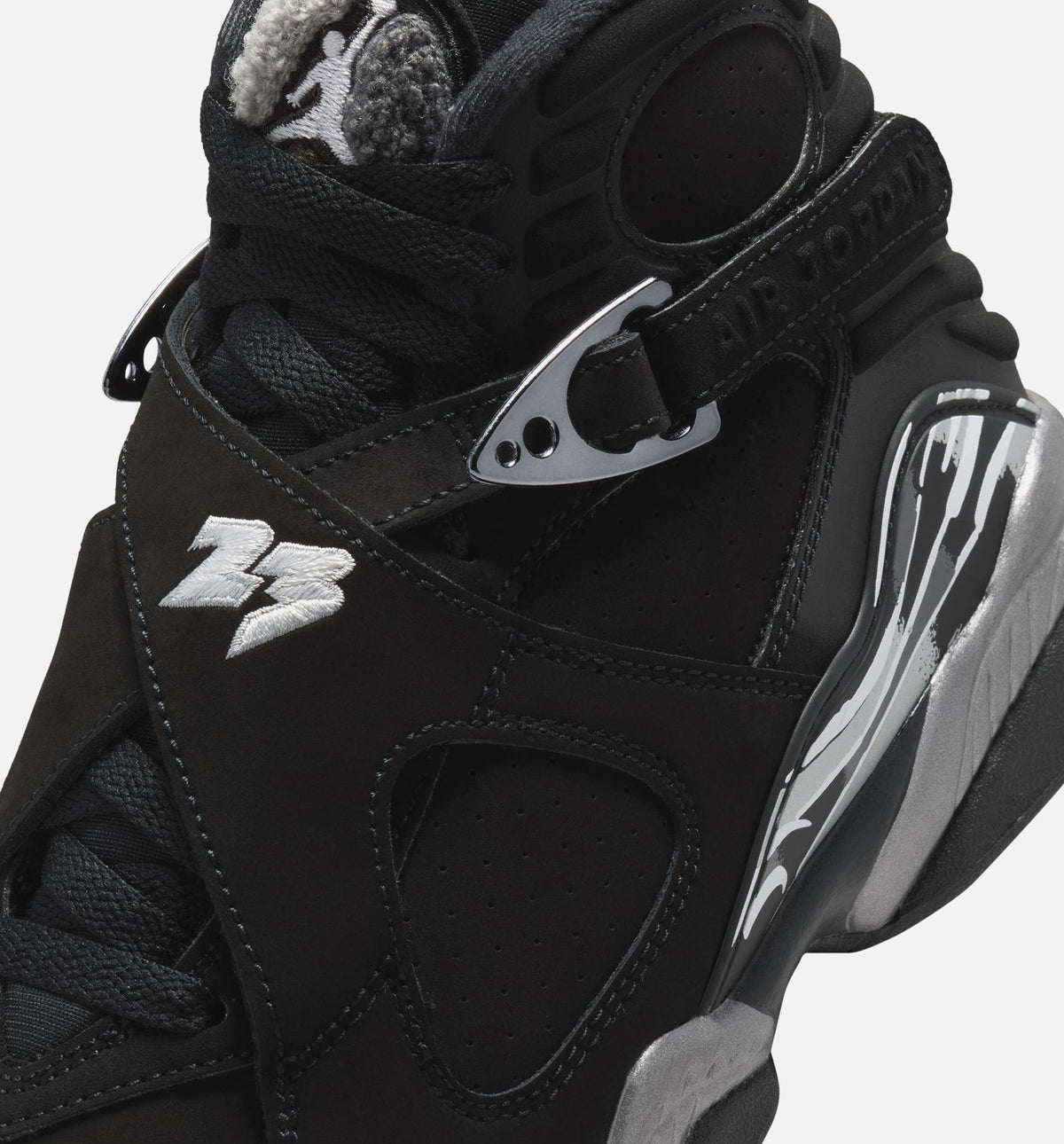 Air Jordan 8 Retro Chrome Grade School Lifestyle Shoes – Black/White/Light Graphite