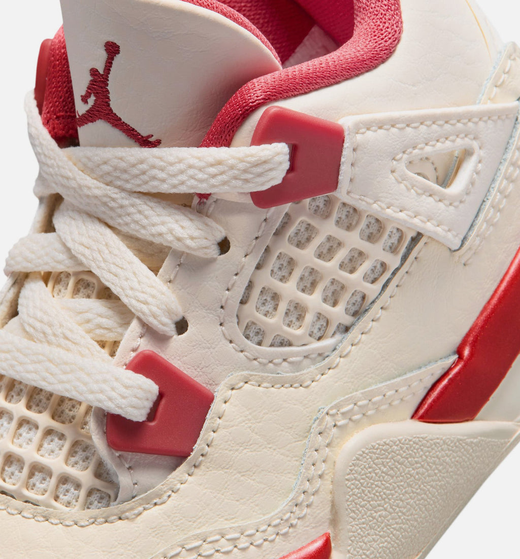 Air Jordan 4 Retro "Valentine's Day" Infant/Toddler Lifestyle Shoes – Pale Ivory/Sierra Red/Tough Red