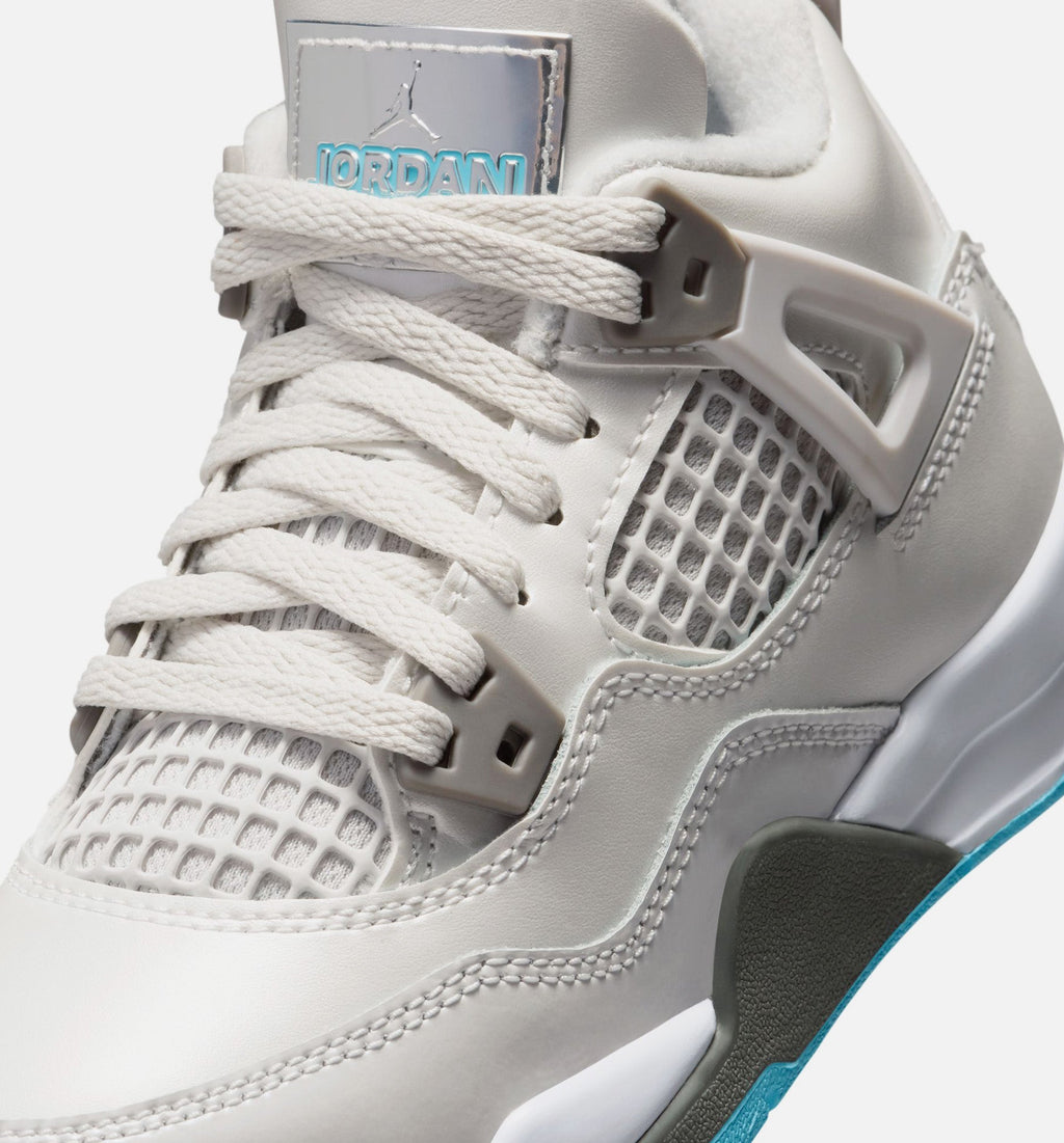 Air Jordan 4 Retro "Blue Chill" Preschool Lifestyle Shoes – Photon Dust/Blue Chill/Flat Pewter/White/Blue Tint