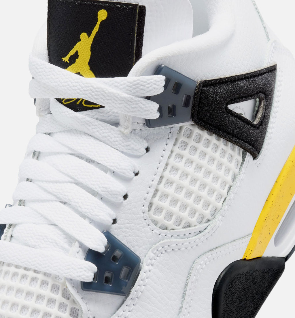 Air Jordan 4 Retro "Rare Air" Tour Yellow Grade School Lifestyle Shoes – White/Dark Blue Grey/Black/Tour Yellow