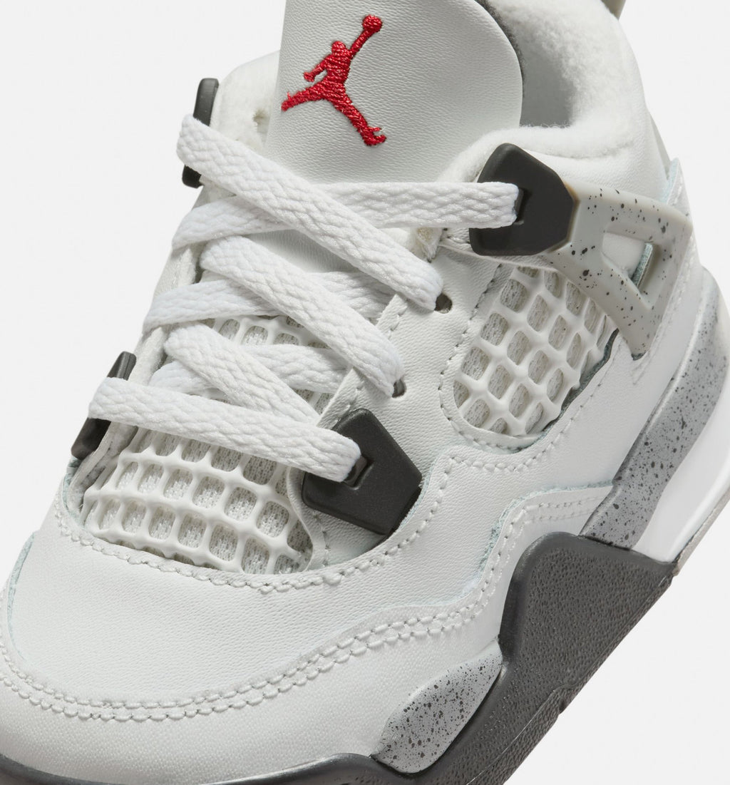Air Jordan 4 Retro "White Cement" Infant/Toddler Lifestyle Shoes – Summit White/Fire Red/Cement Grey/Black