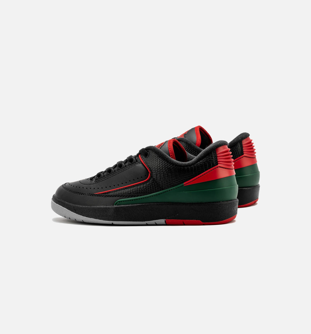 Air Jordan 2 Retro Low "Christmas" Grade School Lifestyle Shoes – Black/Fire Red/Cement Grey