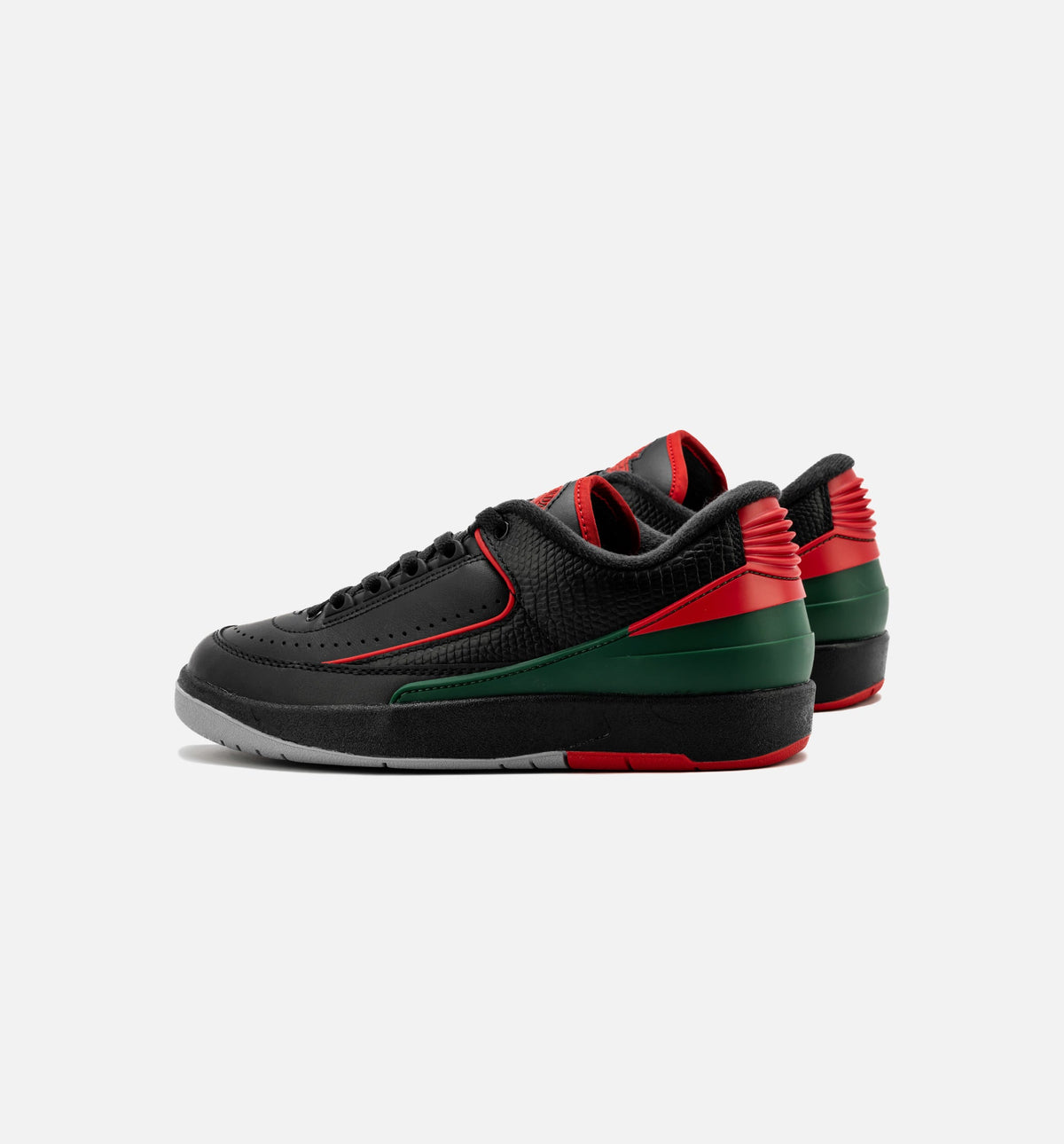 Air Jordan 2 Retro Low "Christmas" Grade School Lifestyle Shoes – Black/Fire Red/Cement Grey