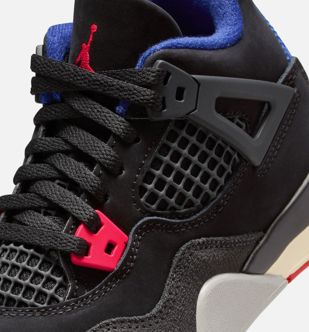 Air Jordan 4 Retro "Rare Air" Preschool Lifestyle Shoes – Black/Fire Red/Deep Royal Blue