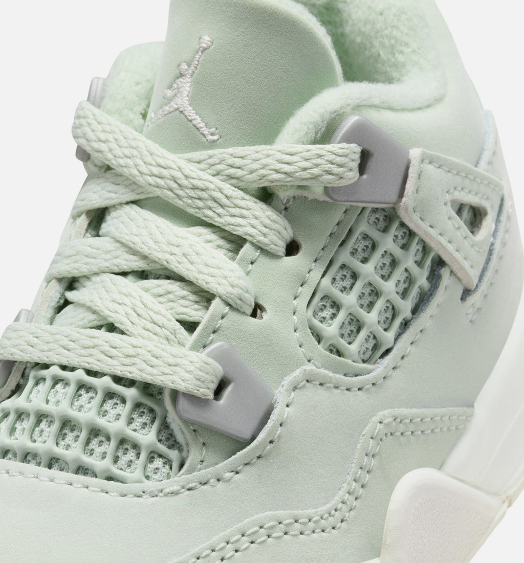Air Jordan 4 Retro "Abundance" Infant/Toddler Lifestyle Shoes – Seafoam/Sail/Metallic Silver