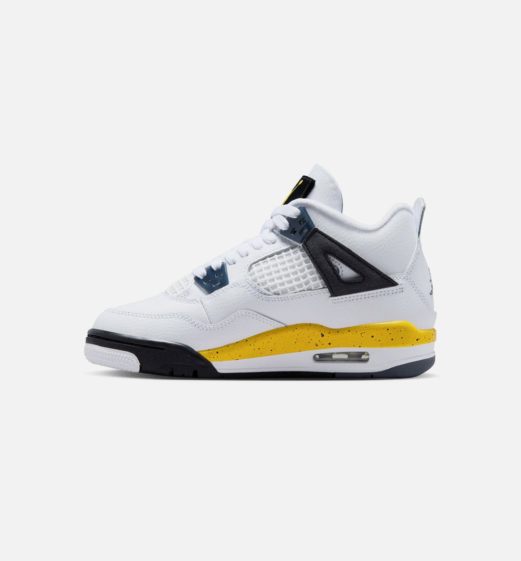Air Jordan 4 Retro "Rare Air" Tour Yellow Grade School Lifestyle Shoes – White/Dark Blue Grey/Black/Tour Yellow