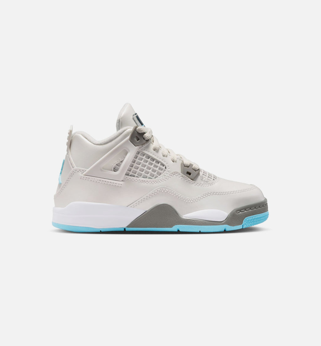 Air Jordan 4 Retro "Blue Chill" Preschool Lifestyle Shoes – Photon Dust/Blue Chill/Flat Pewter/White/Blue Tint