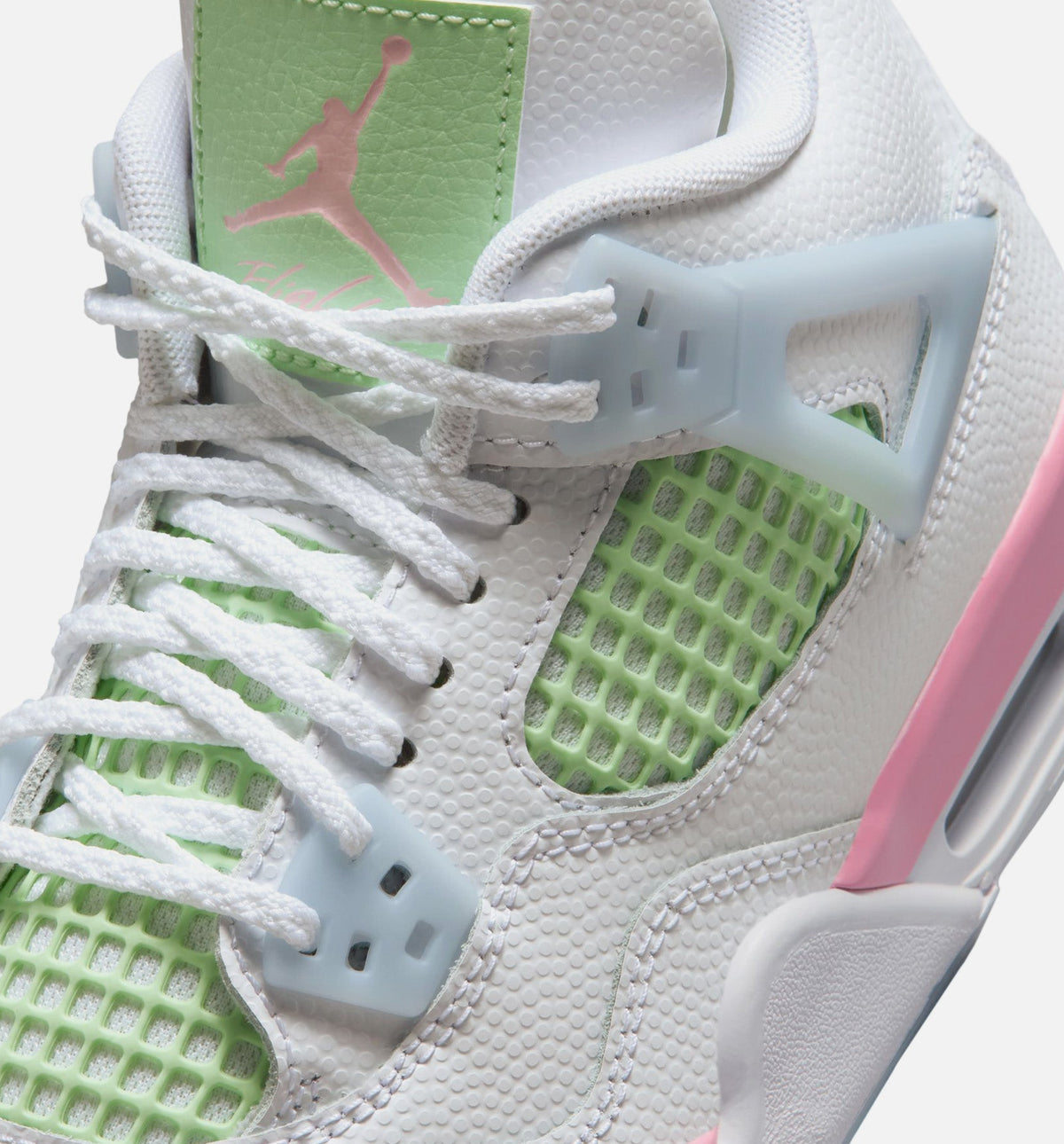 Air Jordan 4 Retro "Medium Soft Pink" Grade School Lifestyle Shoes – White/Medium Soft Pink/Half Blue