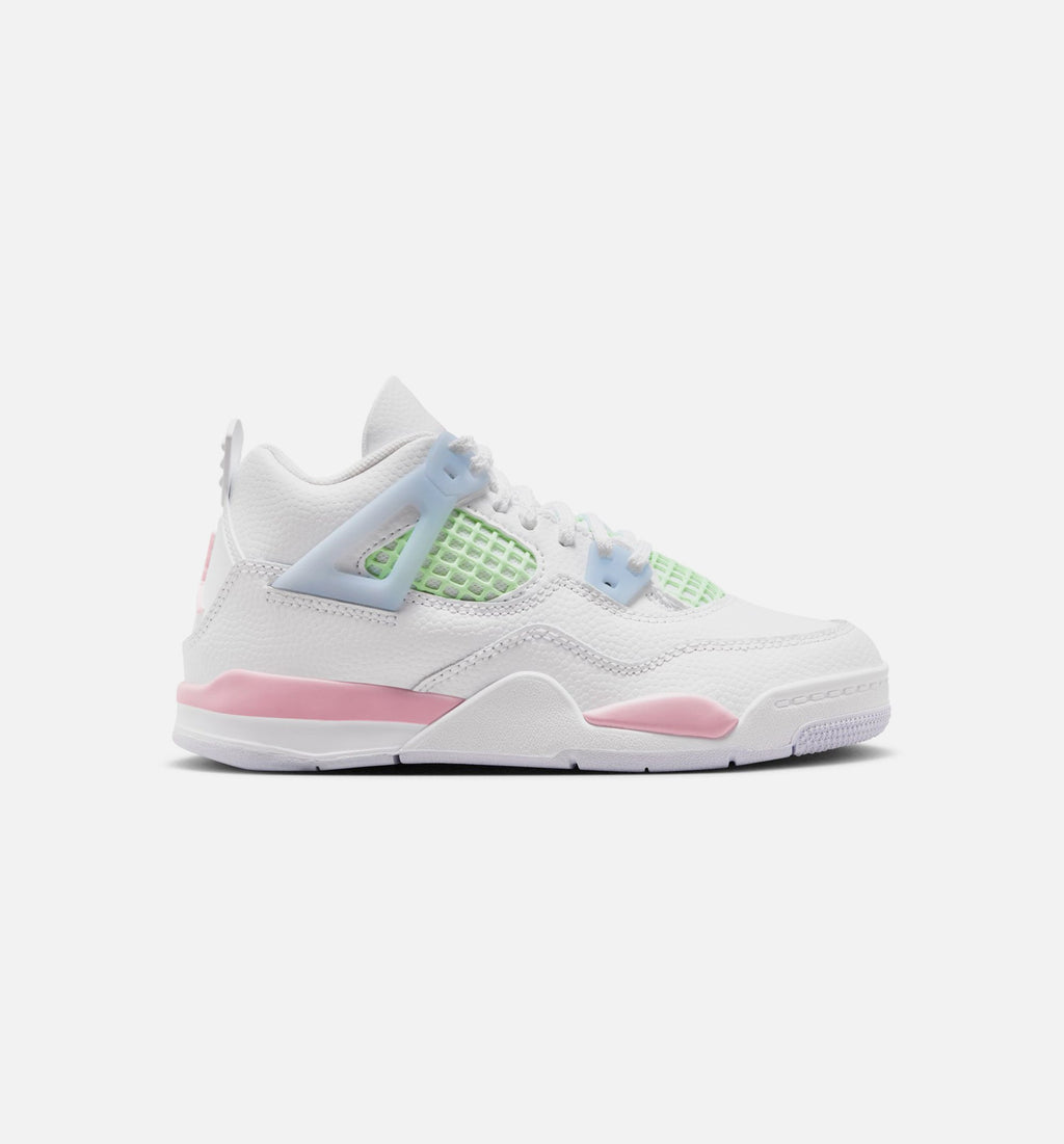 Air Jordan 4 Retro "Medium Soft Pink" Preschool Lifestyle Shoes – White/Medium Soft Pink/Half Blue