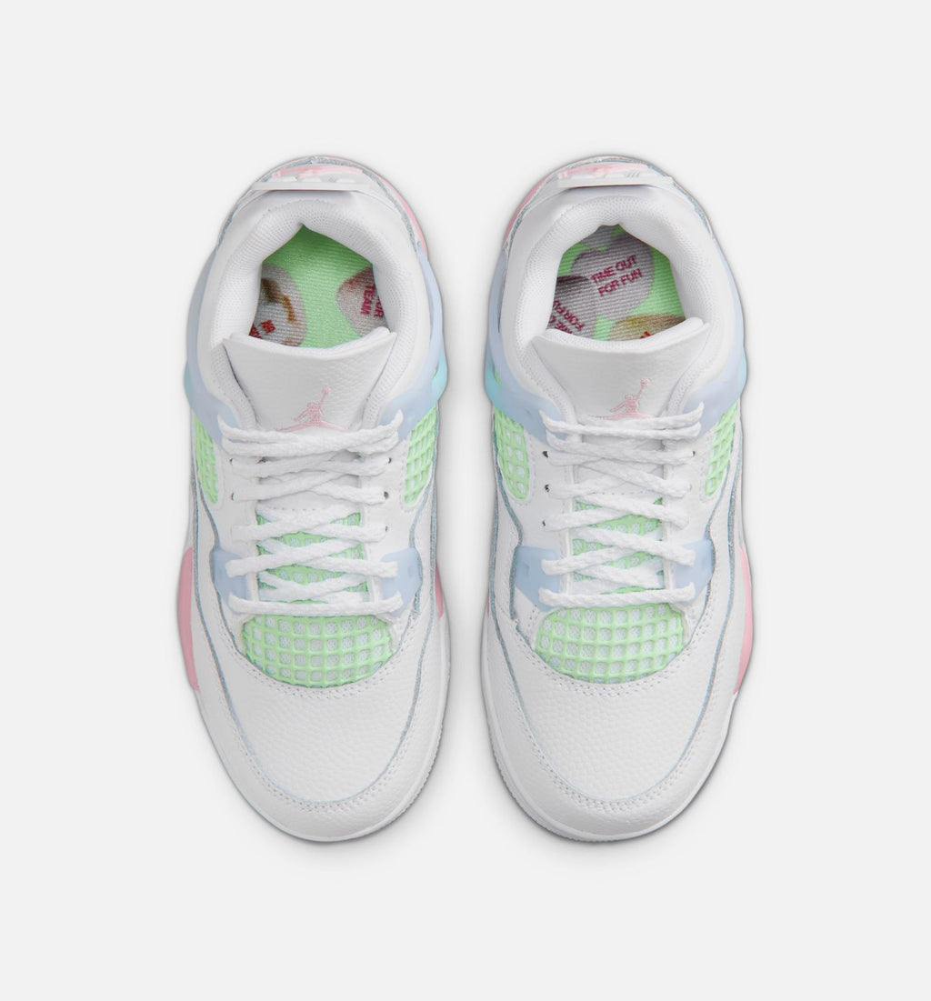Air Jordan 4 Retro "Medium Soft Pink" Preschool Lifestyle Shoes – White/Medium Soft Pink/Half Blue