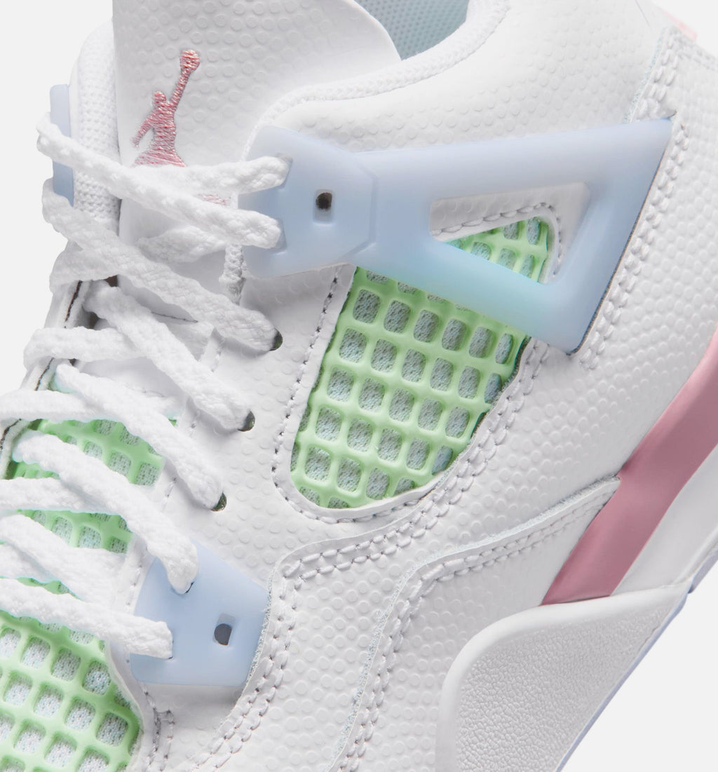 Air Jordan 4 Retro "Medium Soft Pink" Preschool Lifestyle Shoes – White/Medium Soft Pink/Half Blue