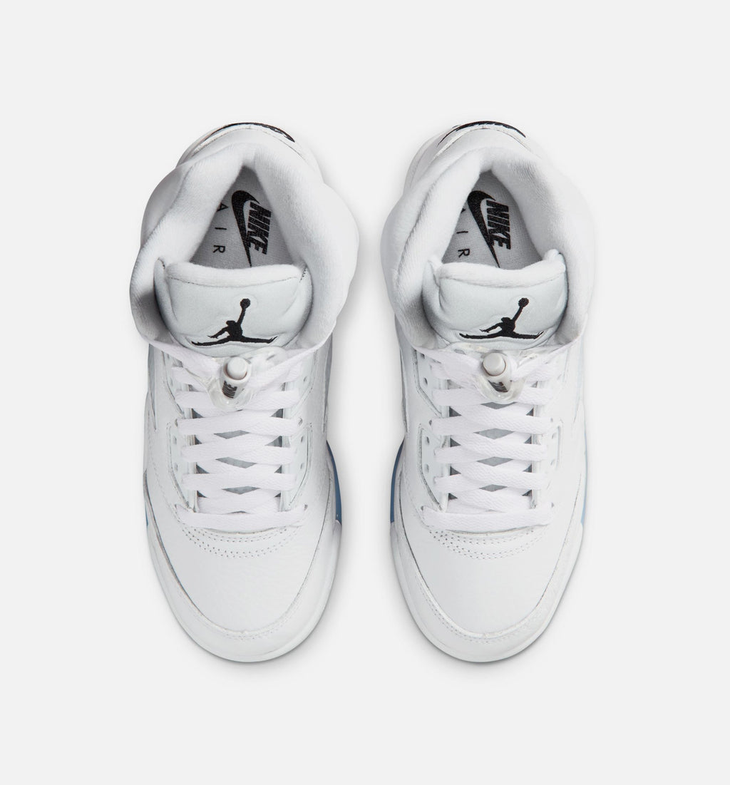 Air Jordan 5 Retro OG Grade School Lifestyle Shoes / White / Black / Metallic Silver