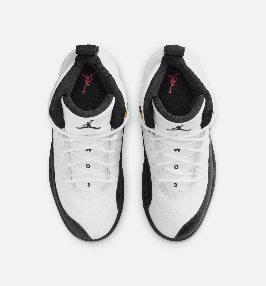 Air Jordan 12 Retro Taxi Preschool Lifestyle Shoes – White/Black/Taxi