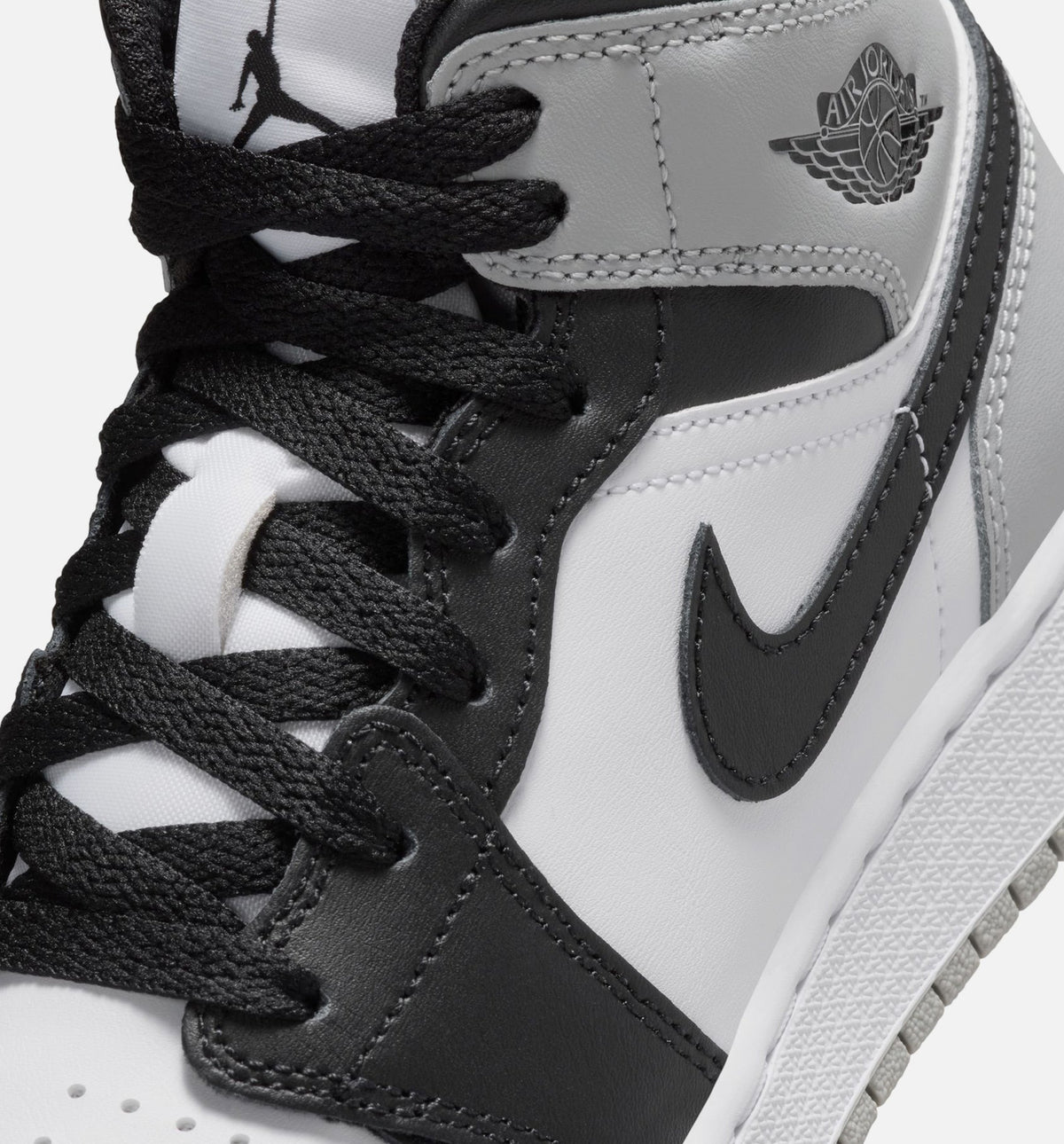 Air Jordan 1 Mid "Light Smoke Grey" Grade School Lifestyle Shoes – White/Light Smoke Grey/Black