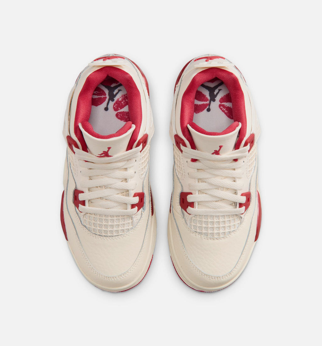 Air Jordan 4 Retro "Valentine's Day" Preschool Lifestyle Shoes – Pale Ivory/Sierra Red/Tough Red