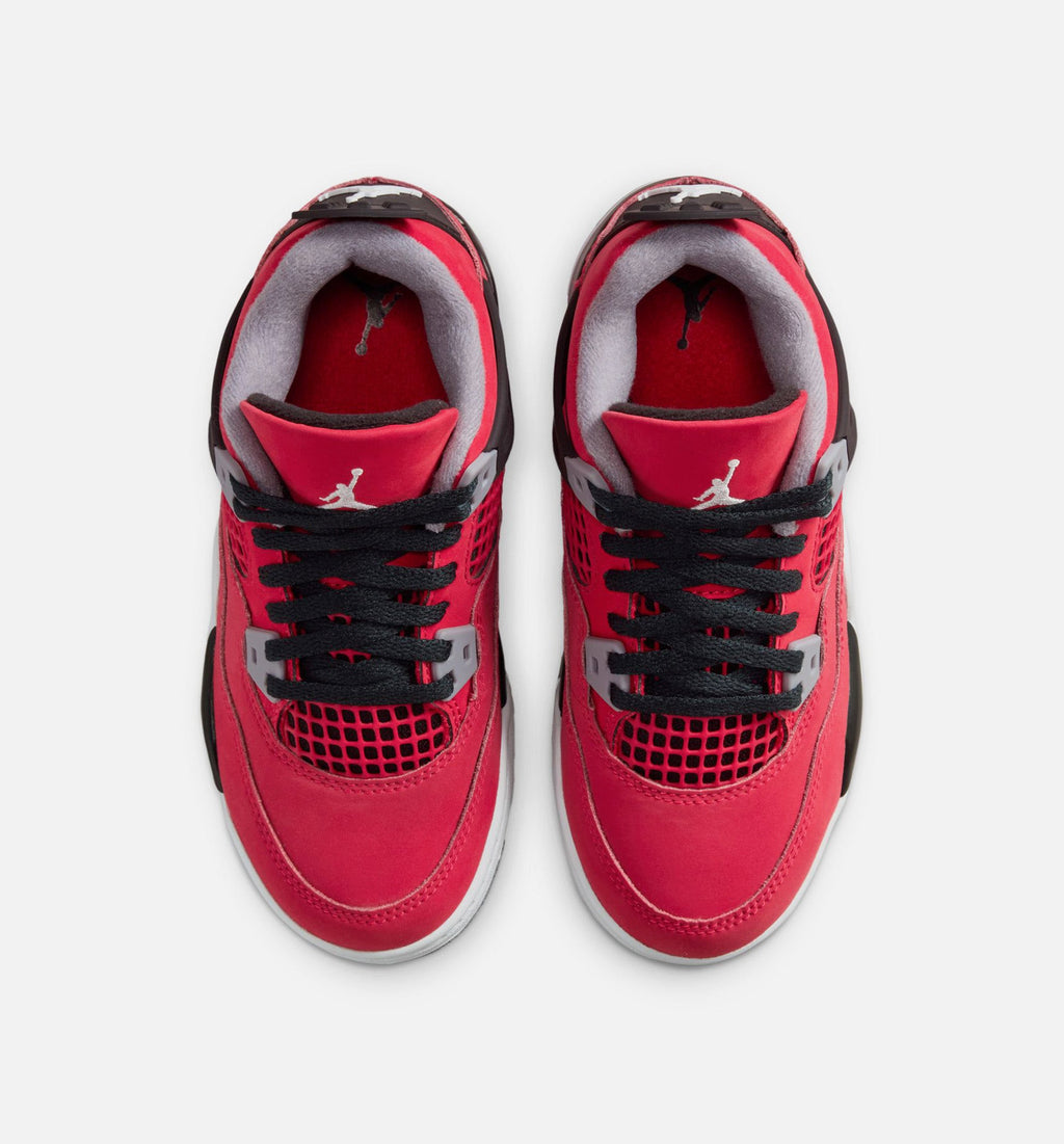 Air Jordan 4 Retro "Toro Bravo" Preschool Lifestyle Shoes – Fire Red/White/Black/Cement Grey