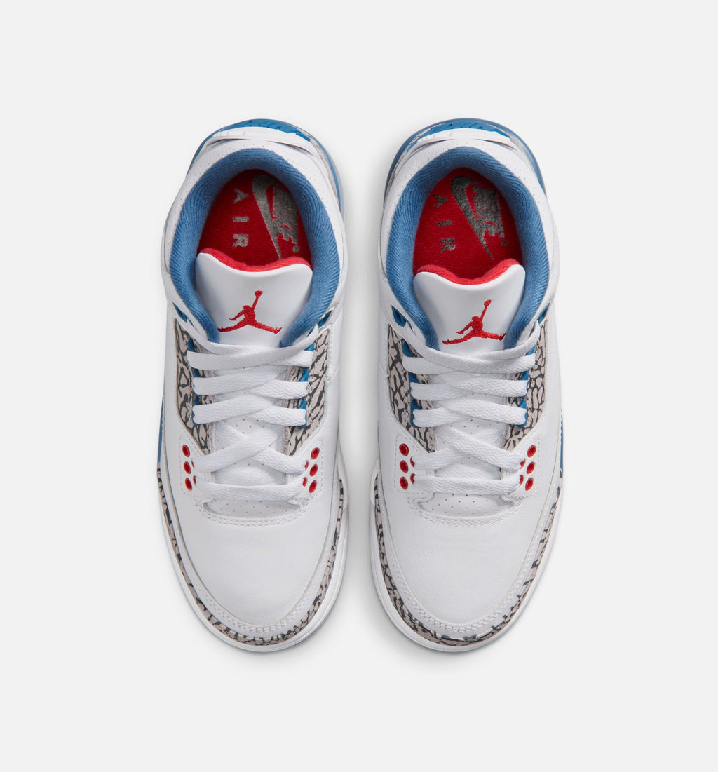 Air Jordan 3 Retro OG "True Blue" Grade School Lifestyle Shoes – White/Fire Red/True Blue