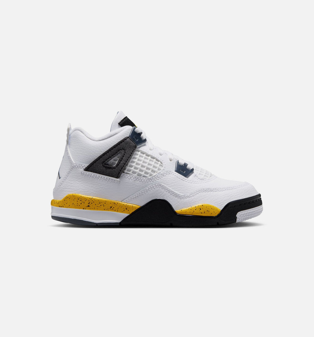 Air Jordan 4 Retro "Rare Air" Tour Yellow Preschool Lifestyle Shoes – White/Dark Blue Grey/Black/Tour Yellow