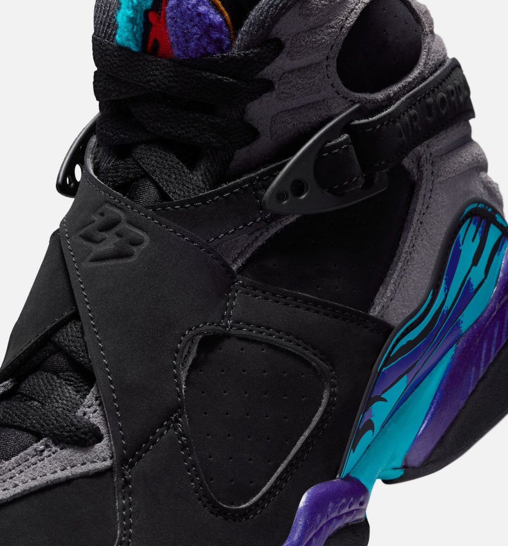Air Jordan 8 Retro Aqua Grade School Lifestyle Shoes – Black/Multi-Color/Bright Concord