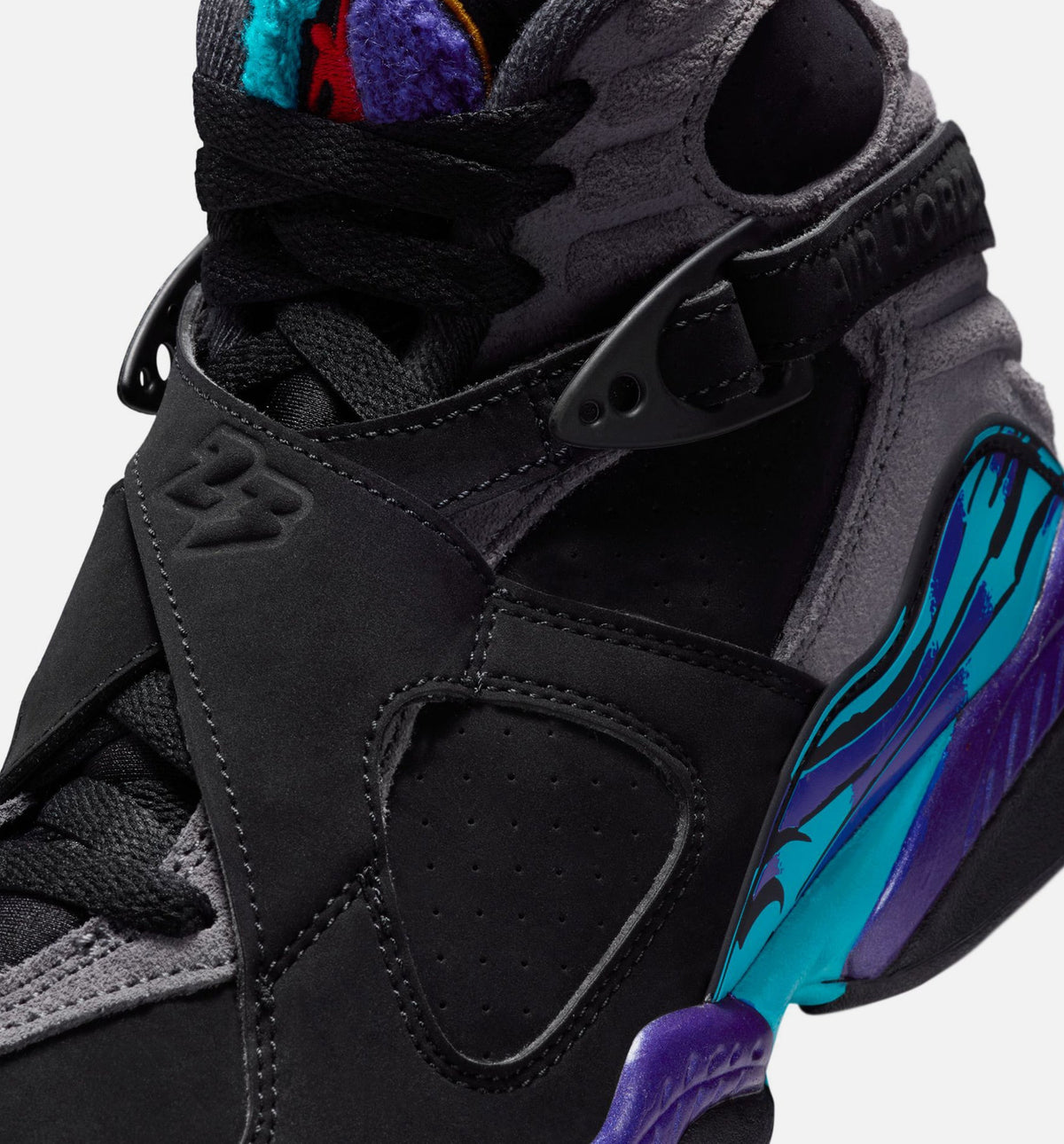 Air Jordan 8 Retro Aqua Grade School Lifestyle Shoes – Black/Multi-Color/Bright Concord
