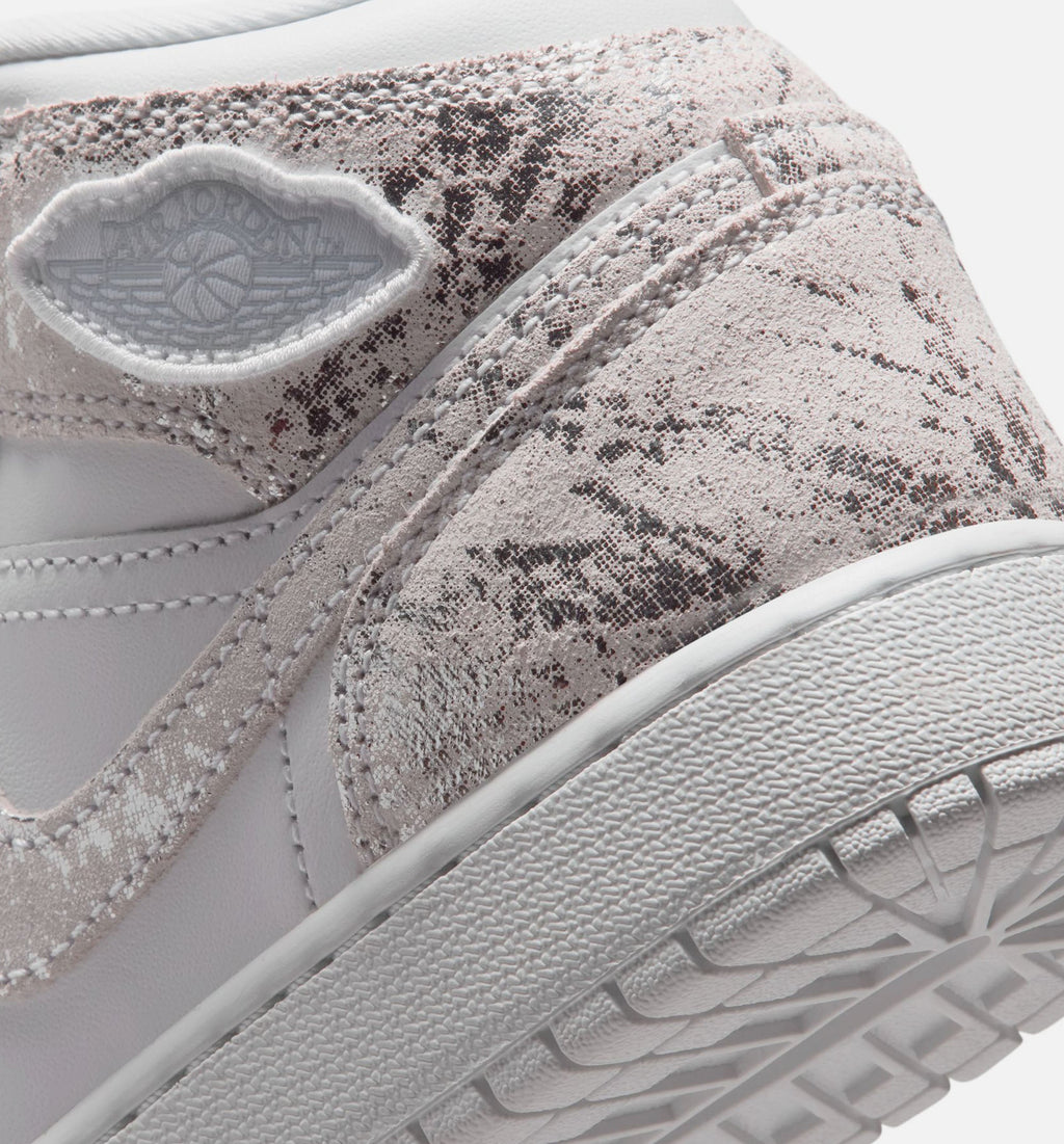 Air Jordan 1 Mid SE "Field Silver" Grade School Lifestyle Shoes – White/Field Silver