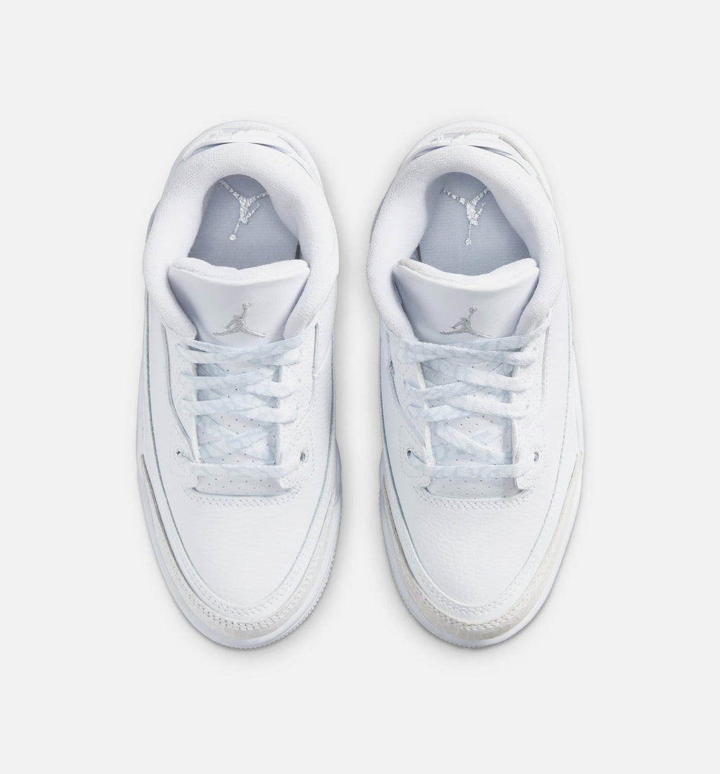 Air Jordan 3 Retro "White and Silver" Preschool Lifestyle Shoes – White/Metallic Silver